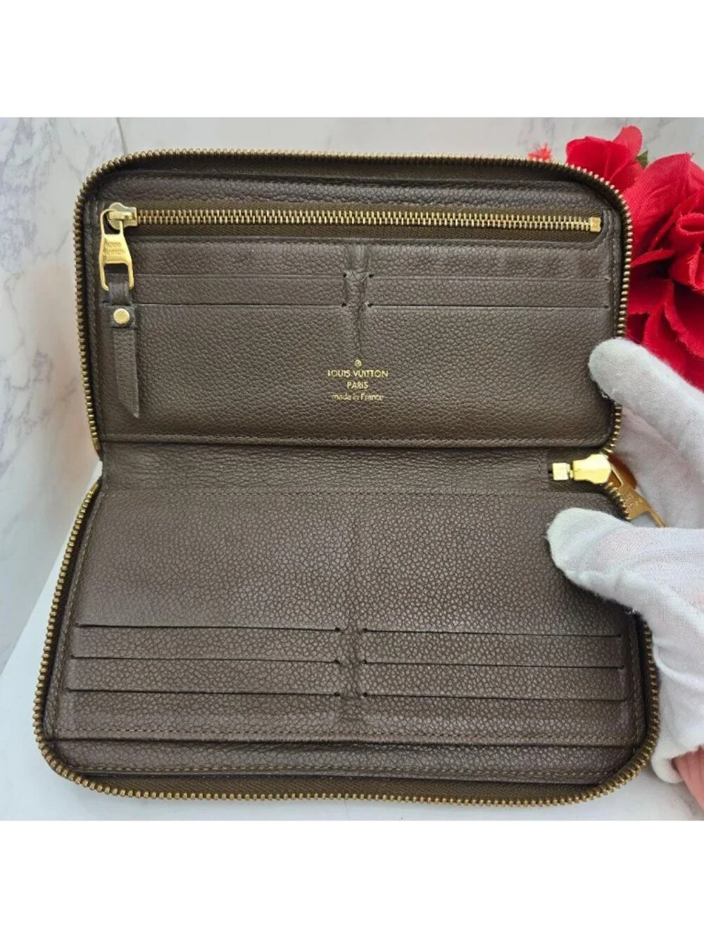 Louis Vuitton Monogram Empreinte Zippy Wallet Light Brown